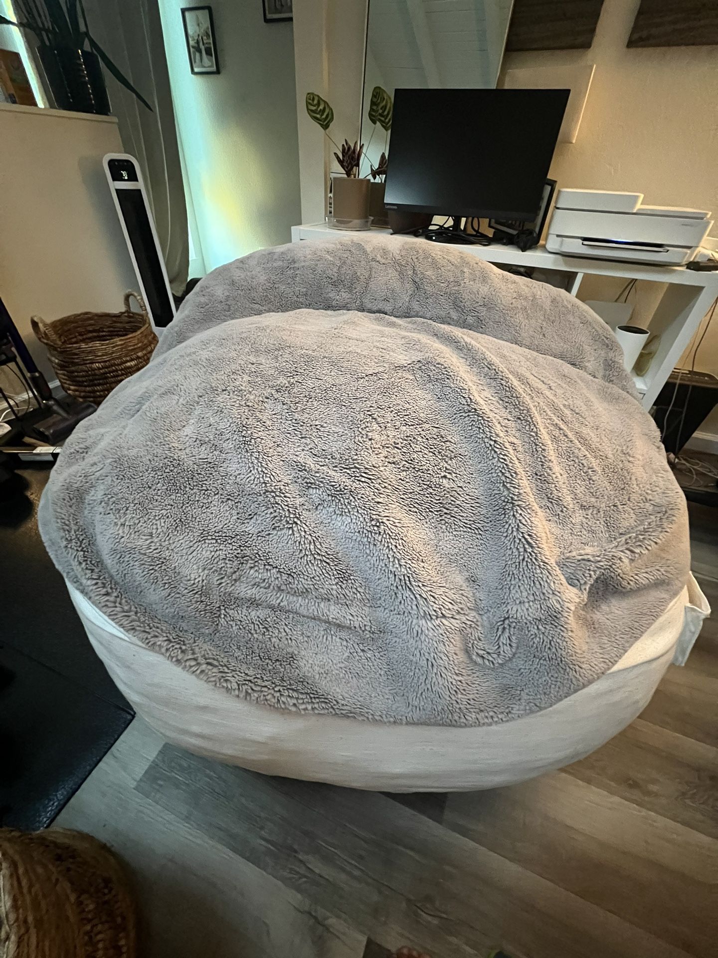 Adult Bean Bag Chair - Queen Bed - NEST Bunny Fur Cover