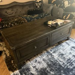 Coffee Table With Adjustable Side And Drawers