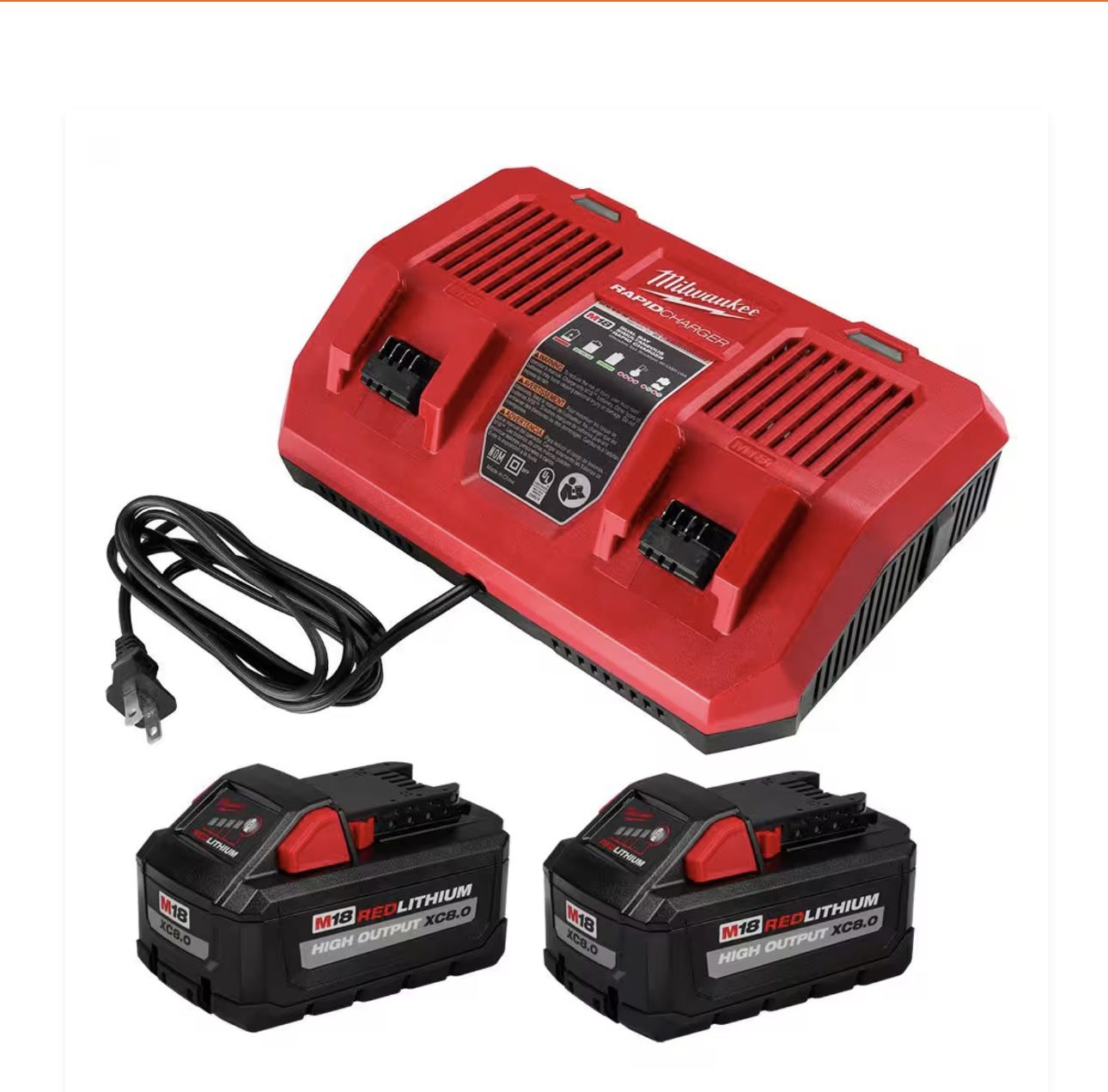 Milwaukee 8 Amp Batteries And Fast Charger