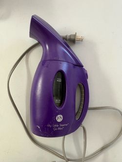 Joy Mangano "My Little Steamer Go Mini" purple handheld garment steamer