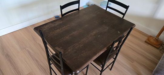 Dark Wood Dining Table with 4 Chairs