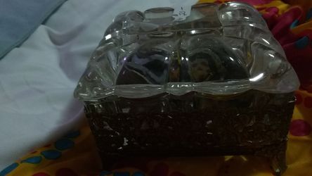 Vintage copper with glass top trinket box