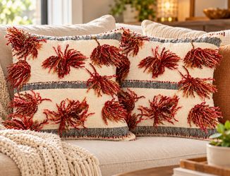 Loberon Yazmira Bohemian Woven Tassel Pillow Covers – Set of 2
