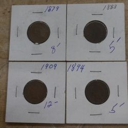 lot 4 one cent indian head united states of america coin 1(contact info removed) 1(contact info removed) . good condition. 