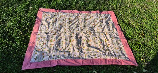 Vintage Flintstones Pebbles Bamm-Bamm Baby Blanket Quilted Pink Border 62.5 x 49