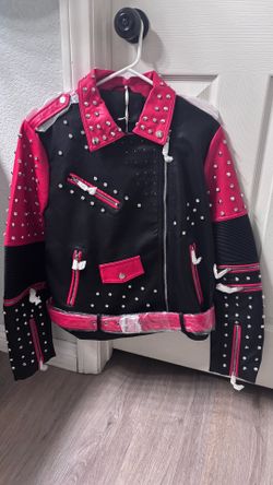 New~ Leather jacket/ Rhinestones