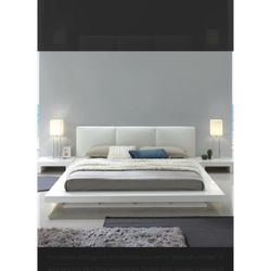 California king  Platform Bed With Seamless Matching Night Tables.