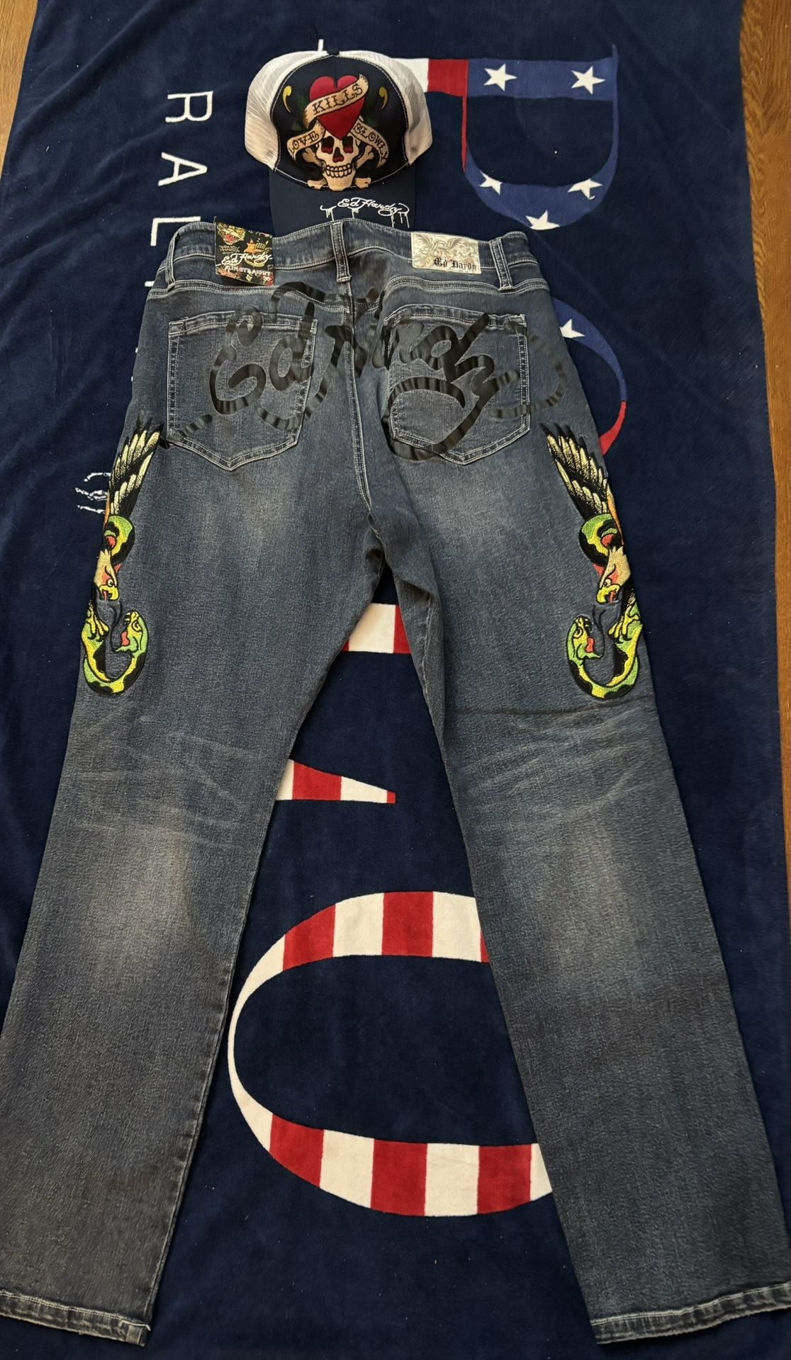Ed hardy jeans and hat jeans