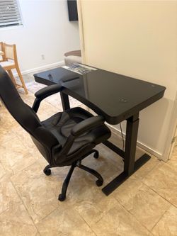 Chair and motorized standing desk combo