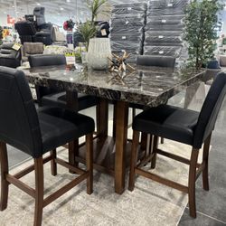 5 Pieces Dining Set / Includes: Pub table and 4 chairs. 
