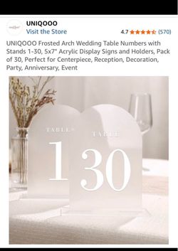 UNIQOOO Frosted Acrylic Wedding Table Numbers 1–30
