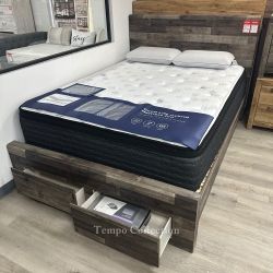 DEREKSON BED FRAME WITH 2 STORAGE, NO FOUNDATION REQUIRED - [NEW]