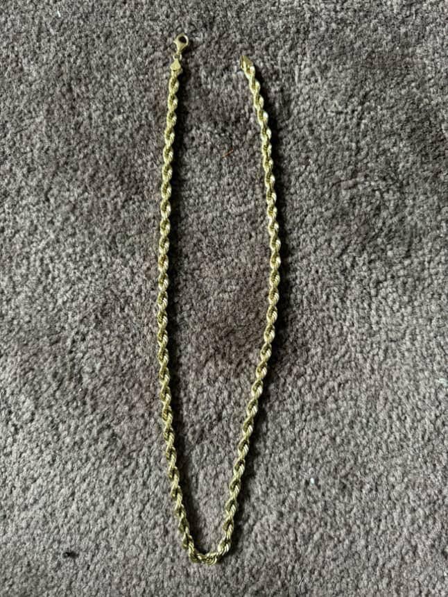 10K YELLOW SOLID GOLD ROPE CHAIN WEIGHT 51.2 GRAMS 22 INCH