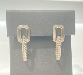 READ Entire ad BEFORE MESSAGING - Lagos Caviar 925 Sterling Silver paper clip fluted Drop Dangle Hoop earrings earring Jewelry $355 Retail