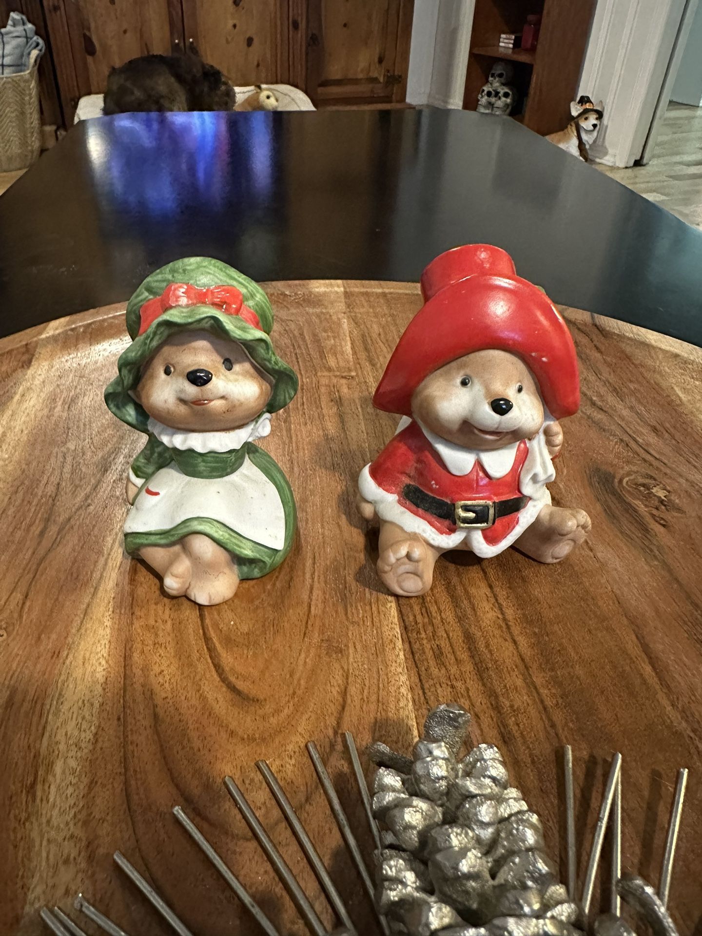 HOMCO Figurine, HomCo, Christmas Bears, Set of 2 Porcelain, Vintage