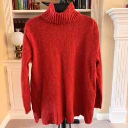 J.Jill Cabin Turtleneck Chunky Knit Sweater in red XS