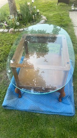 Vintage Wooden coffee table with glass lid