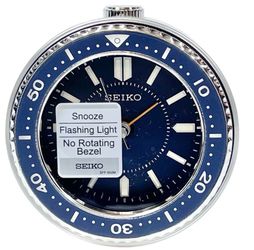 Seiko Mai Metallic Blue Analog Alarm Clock Quartz Movement Snooze Light QHE184L