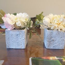 Pickup From LebanonTN 37087...New Beautiful Fake Flower Plant With Concrete Ceramic Pot...$10each.excellent Condition