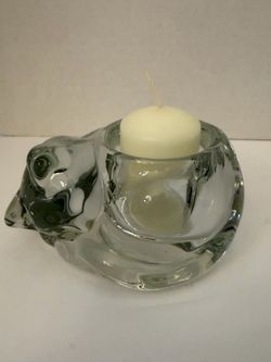Vintage Indiana Glass Sleeping Cat Holder / Portavelas De Vidrio Gato