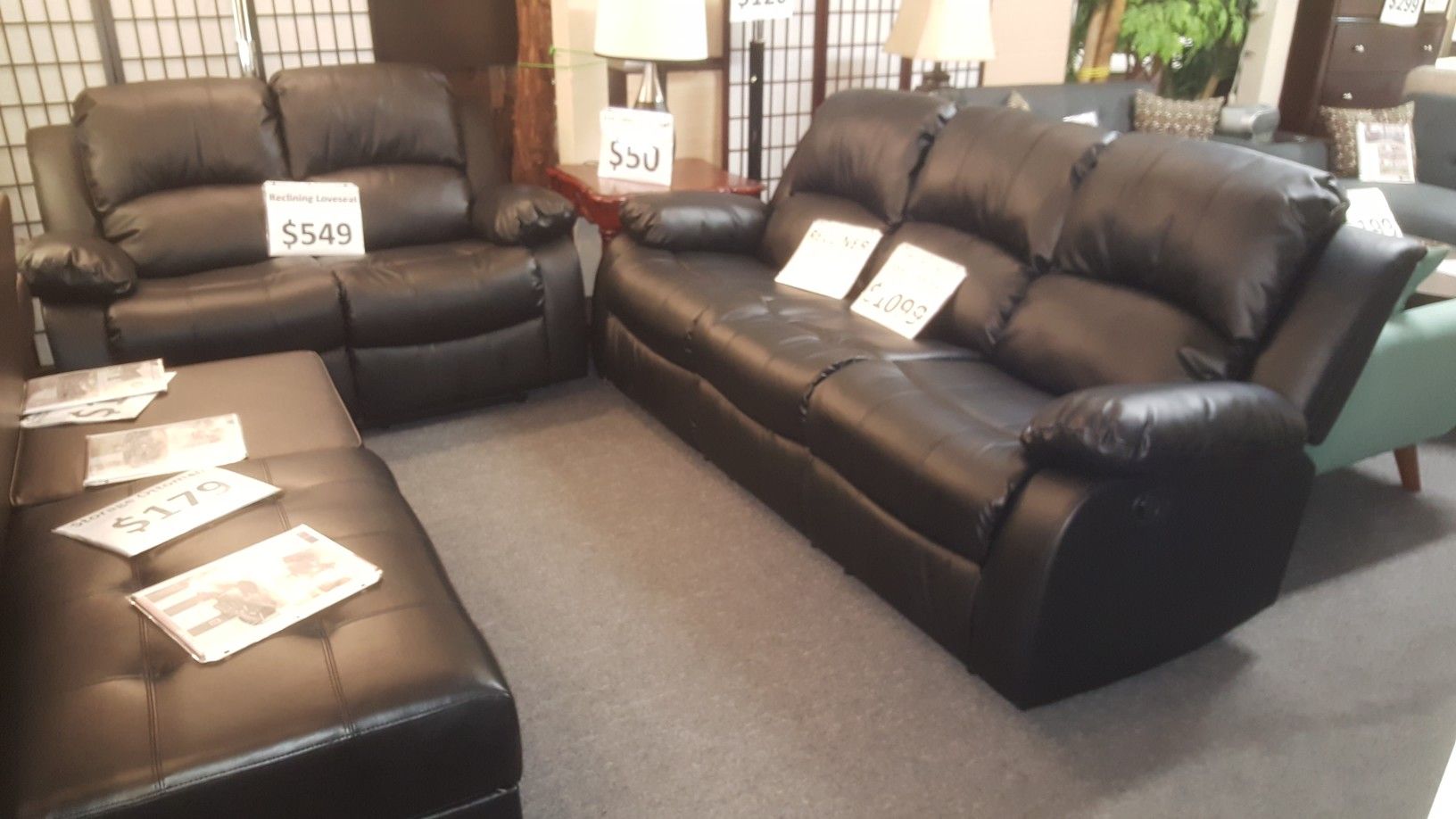 Brand new black or brown bonded leather reclining sofa + loveseat