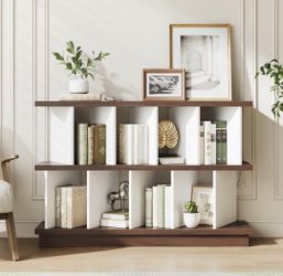8 Cube Storage Shelf Organizer - Wood Low Bookshelf with 10 Removable Back Panels