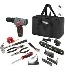 Hyper Tough 12V Max Cordless 3/8-inch Drill Driver 50-Piece Project Kit with 1.5Ah Lithium-Ion Battery, Charger, and Storage Bag