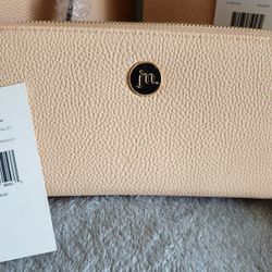 Jessica Moore Peachy Leather 2 Sided Zipper  Wallet 