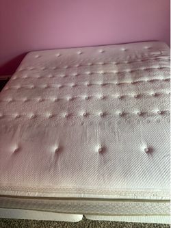 King Size 13 Inches Sealy Posterpeudic Mattress With Box Springs And Metal Frame And Risers