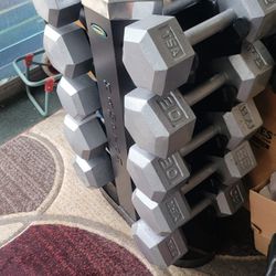 Dumbell Set 300lbs 20s 25s 30s 35s 40s w/ Rack - Can deliver