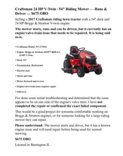 Craftsman riding mower