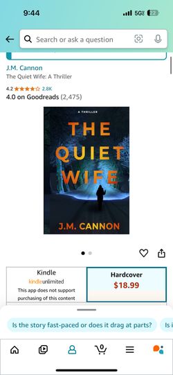 “The quiet Wife” By J.M. Cannon Brand New 