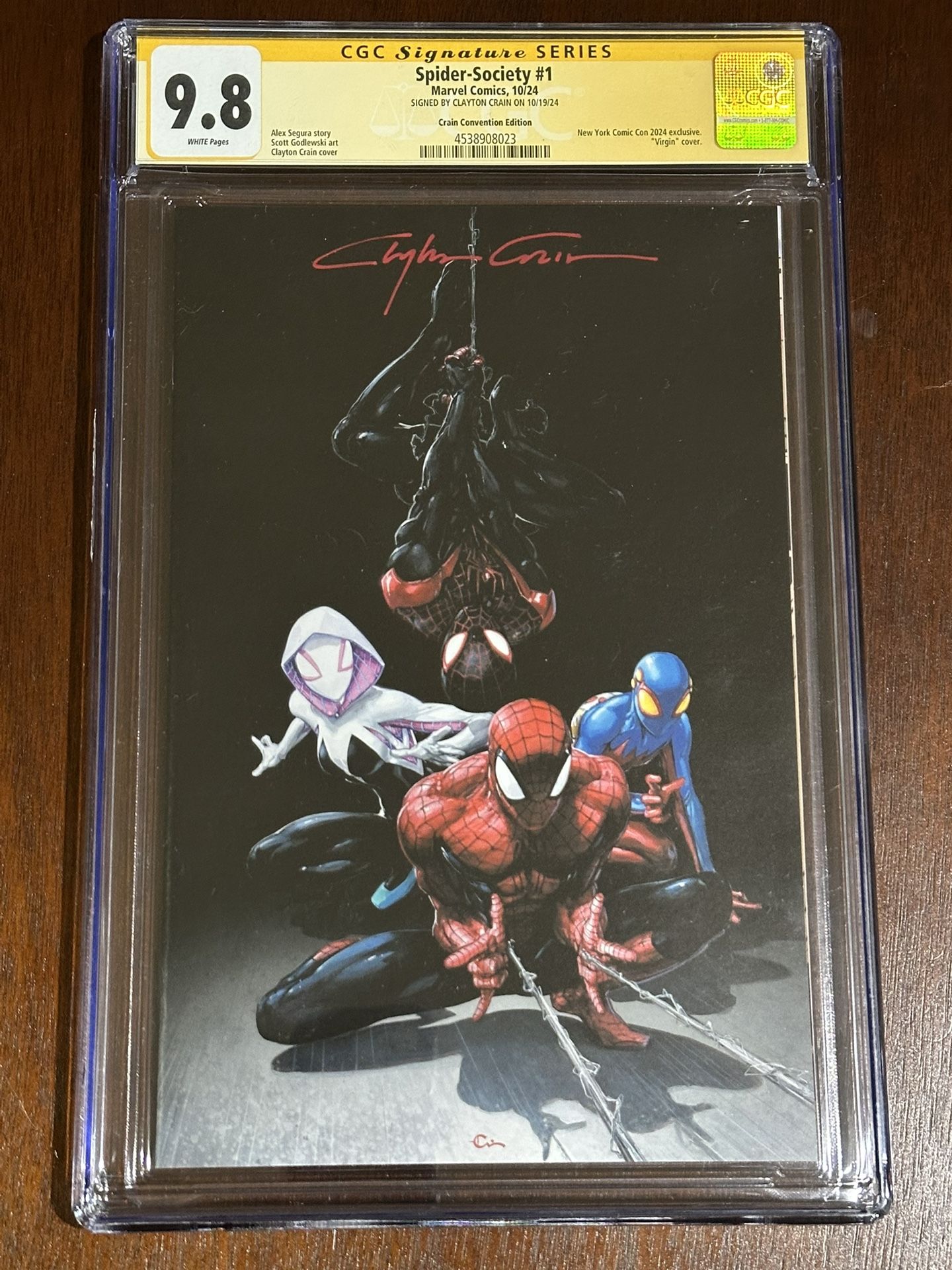 SPIDER-SOCIETY #1 CGC SS 9.8 CLAYTON CRAIN NYCC EXCLUSIVE VIRGIN VARIANT