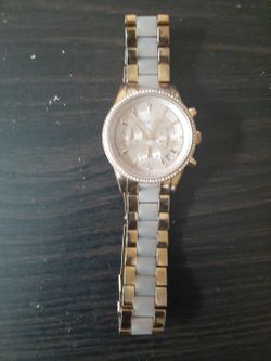 Michael Kors Women's Ritz Stainless Steel Analog-Quartz With Stainless Steel Plated Strap, Gold