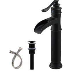 BWE
Waterfall Single Hole Single-Handle Vessel Bathroom Faucet With Pop-up Drain Assembly in Matte Black