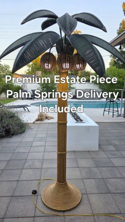 Rare Rattan Palm Tree Lamp – Attributed to Mario Lopez Torres – Palm Springs Delivery