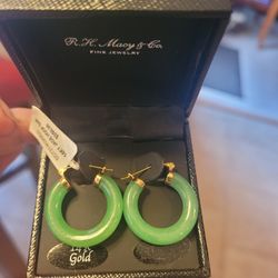 Jade Hoop Earrings 