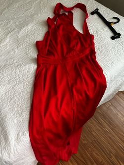 Red halter top jumper, one piece