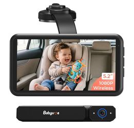 Car Camera for Baby Wireless, Suction Mount & Fast Setup 1080P HD Car Seat Camera with 5.2" Display Screen, Auto Night Vision, 3X Zoom for Rear-Facing