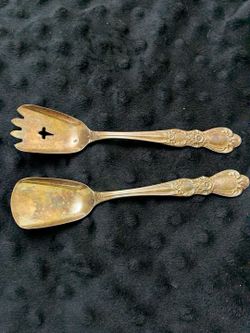 1847 Rogers Bros IS Heritage Silverplate Spoon & Fork Set Floral Handle