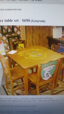 Harry potter table & 4 chairs -signed