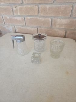 Variety Four Piece Pressed Glass Items