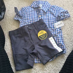 3t Boys Button Up And Shorts