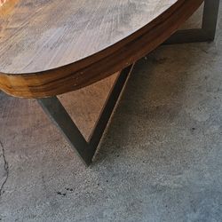 Vintage Mid Century Oval Wood Table W Metal Base Need Repaint 55x27.5x14.5h