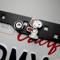 Snoopy Black License Plate Frame 