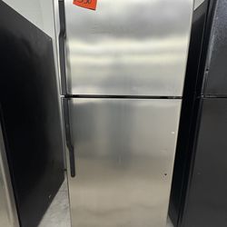 GE stainless steel top and bottom fridge
