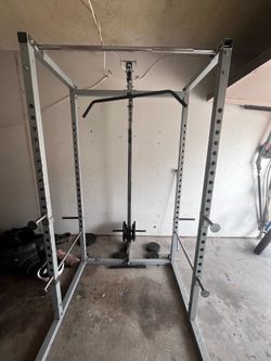 Squat rack + pull up bar + cable exercises