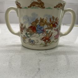 Bunnykins By Royal Daulton Double Handle Sleigh Ride Mug