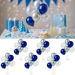 6pcs Balloon Stands Kit Table Centerpiece Table Decorations For Anniversary Birthday Wedding Graduation Retirement Party Decorations (Silver Navy)