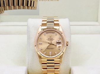 Rolex Day Date President 18238 36mm Champagne Diamond Dial 18k Yellow Gold 1994 $22,750